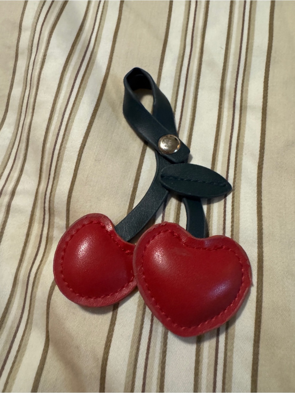 Red Cherry puffy Heart  Bag Charm